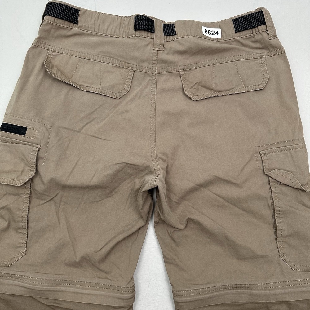 BC Clothing Men's Convertible Pants Men M x 30 (34x30) Khaki Beige Hiking Belted